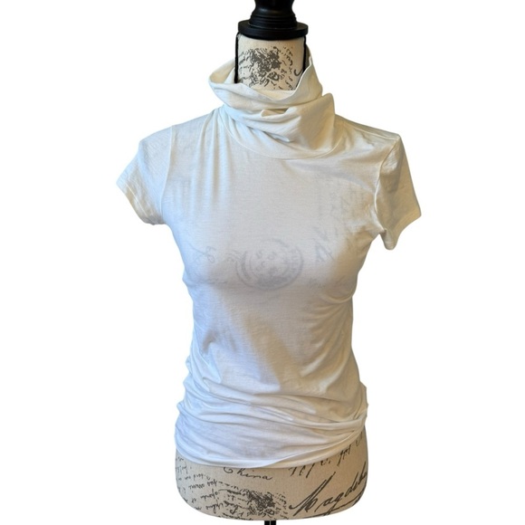 Theory Ivory Cowl Neck Short Sleeve Top - Picture 2 of 7